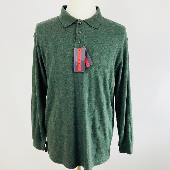 Architect Other - Architect Long Sleeve Jacquard Polo Mens Size Med